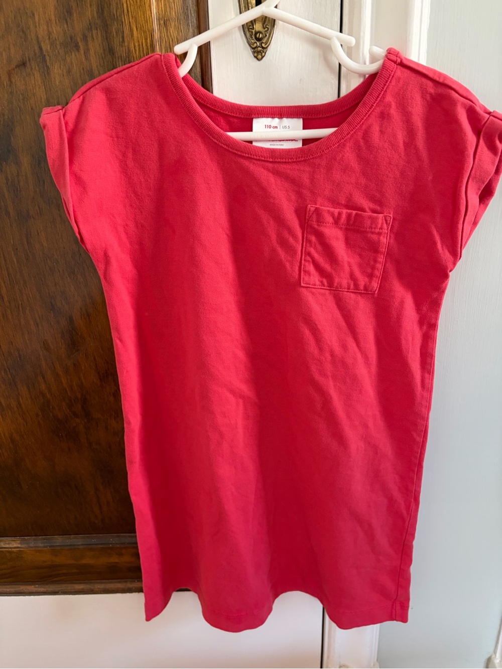 Hanna Andersson Red/Coral Short Sleeve Pocket Tee Dress